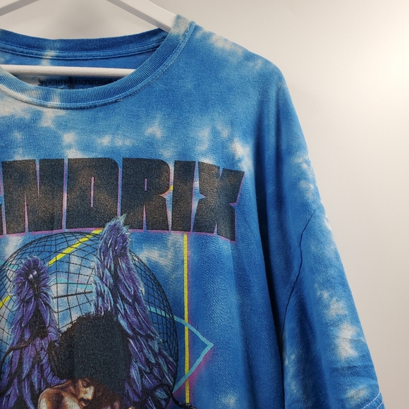 Jimi Hendrix Blue Tie Dye Angel Graphic Band Tee Shirt VTG - Picture 3 of 6